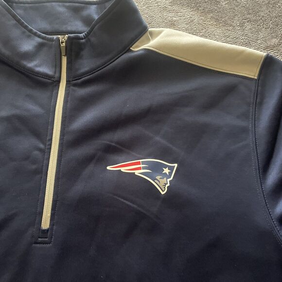 New England PATRIOTS 1/4 Zip Jacket Men's Size 2XL Blue Long Sleeve NFL Team App - Picture 3 of 13